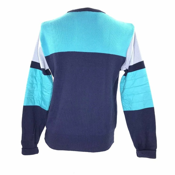 Mens Sweater Wool Pullover Ski Colorblock Hipster - Picture 4 of 7